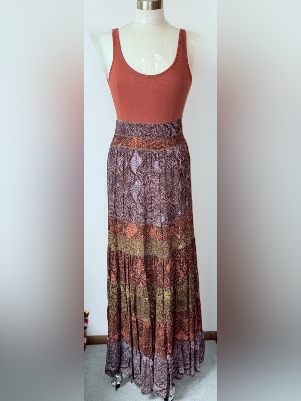 Anthropologie Colima Tiered Snake Print Maxi Dress size XS - Picture 3 of 8